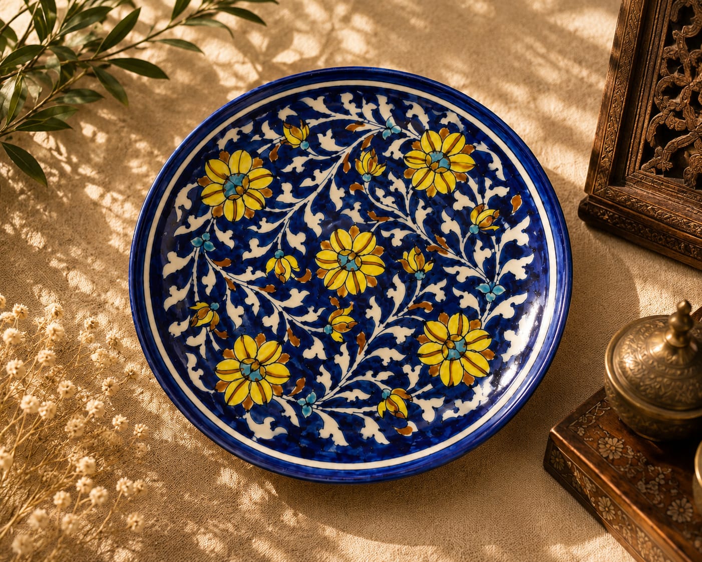 Golden Daisy Vine Wall Hanging Plate