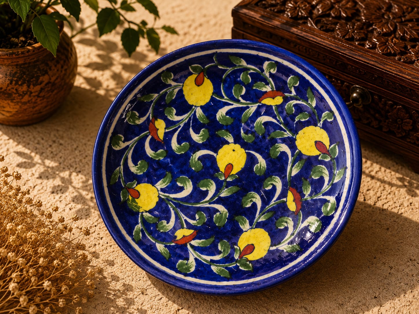 Cobalt Blossom Wall Hanging  Plate