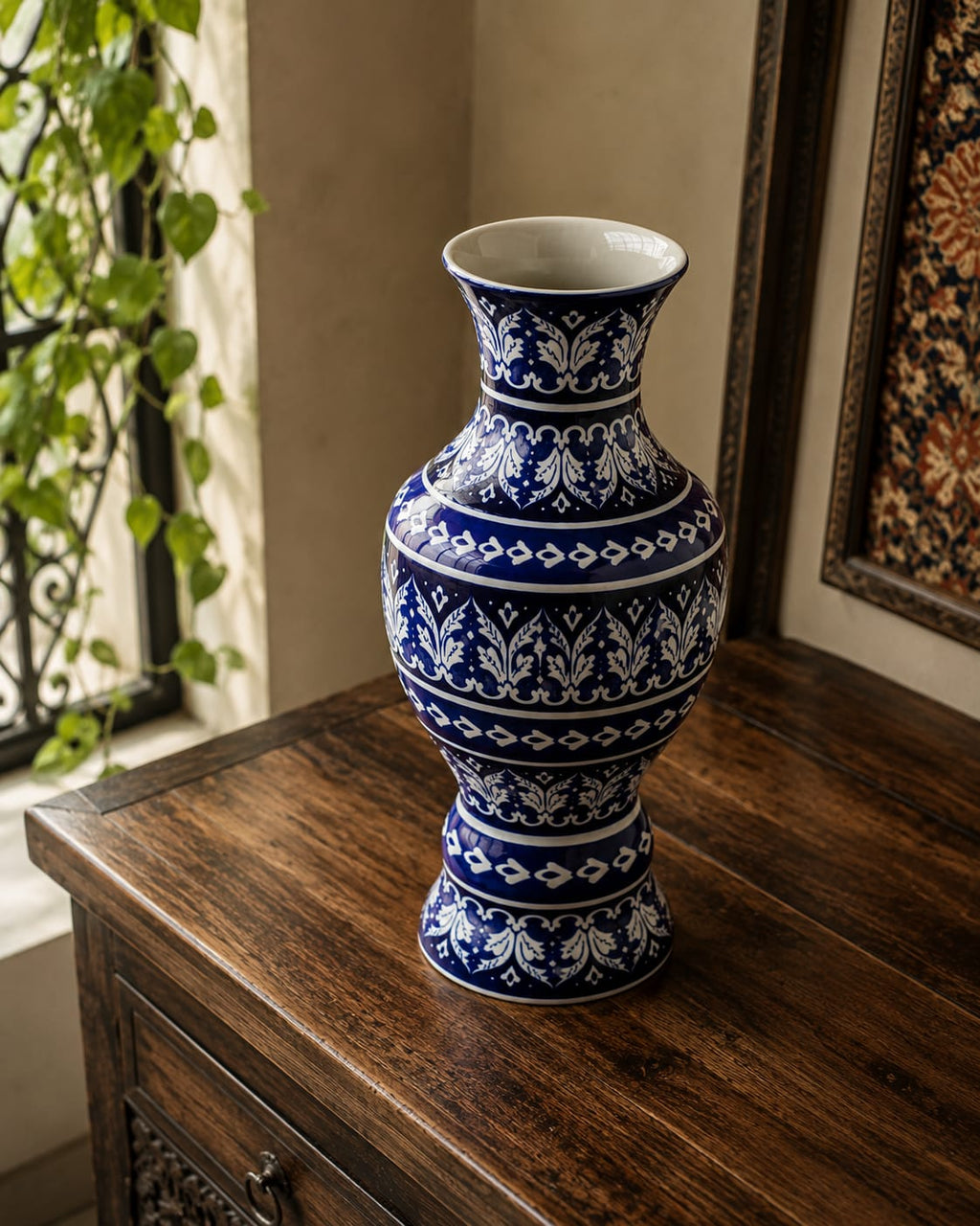 Indigo Leaf Vase